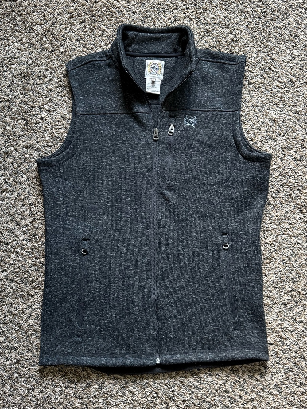 Cinch Men’s Heather Charcoal Sweater Fleece Vest Size Small